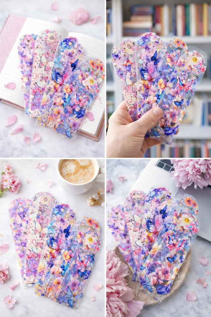 Spring Floral Bookmarks | Polymer Clay Butterfly & Flower Page Markers