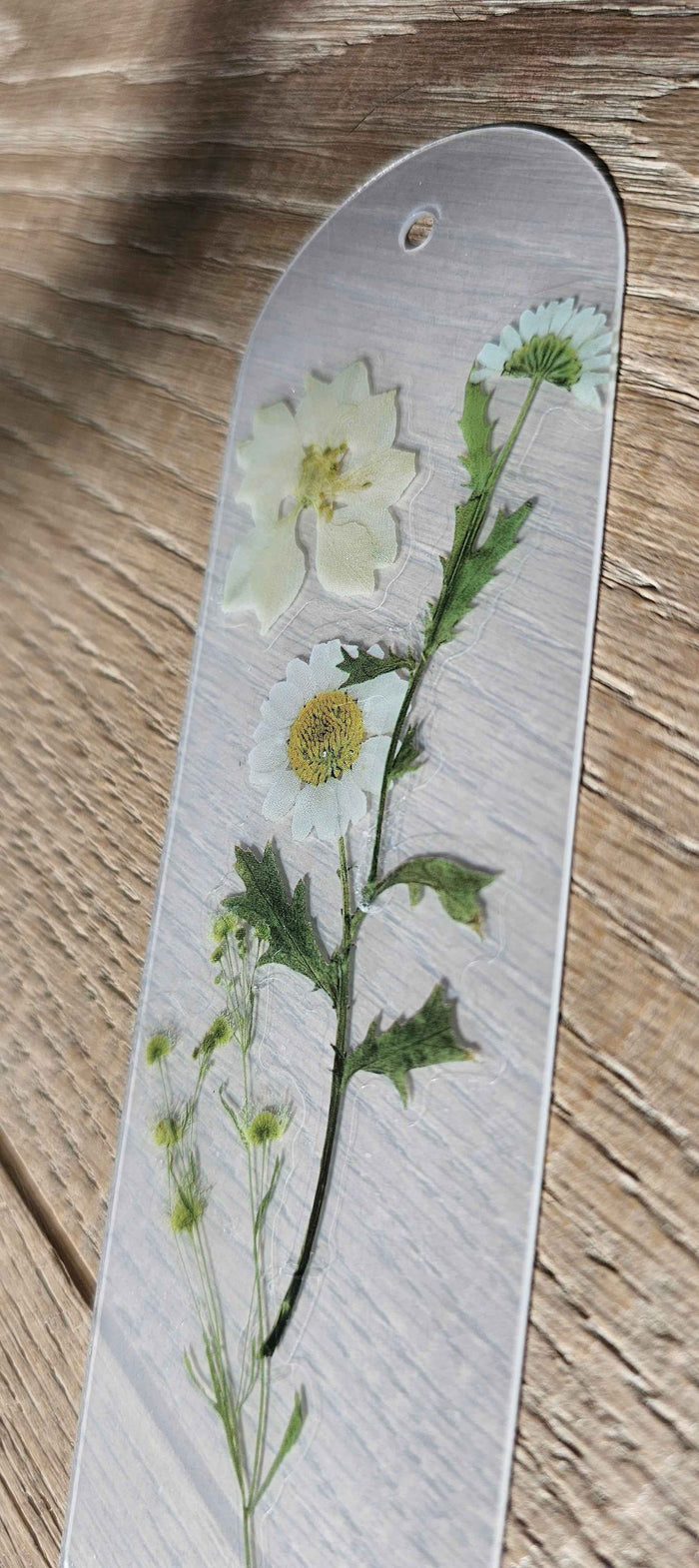 Spring White Pressed Flower Bookmark - Unique Floral Gift