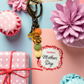 Introducing our stunning handmade gold bow charm keychain with colorful beads