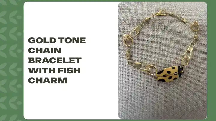 Gold Tone Chain Bracelet with Fish Charm 