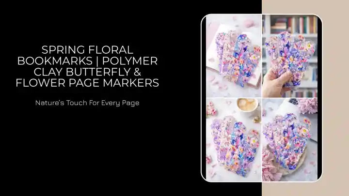 Spring Floral Bookmarks | Polymer Clay Butterfly &amp; Flower Page Markers 