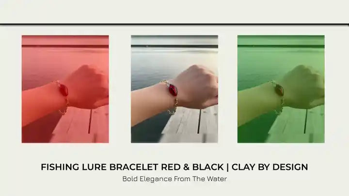 Fishing Lure Bracelet Red & Black | Clay By Design 