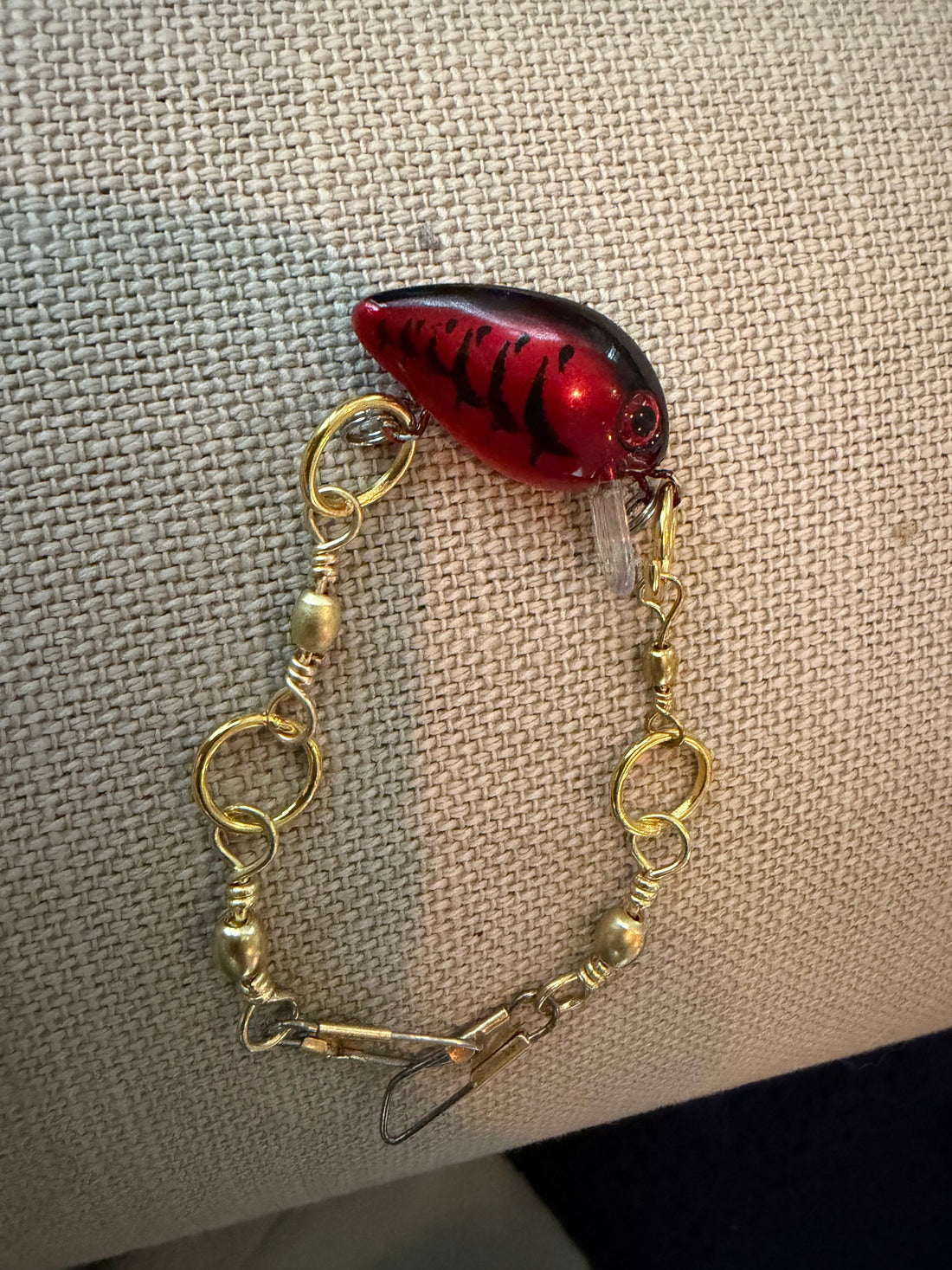 Fishing Lure Bracelet – Red & Black - Clay By Design